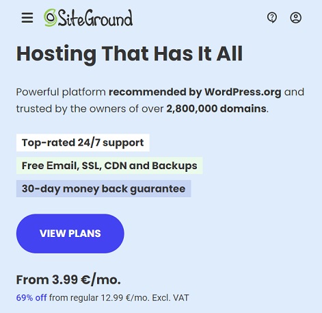 Código promocional SiteGround.com